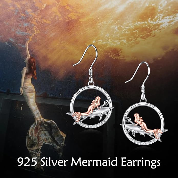 YFN Cat Earrings for Women Sterling Silver Shark Dangle Earrings Cat Jewelry Gifts for Women Cat Lover Shark Jewelry for Shark Lover