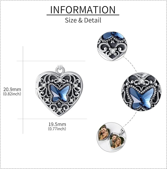YFN Locket Necklace 925 Sterling Silver Heart Locket Necklace that Holds Pictures for Women Jewelry Gifts