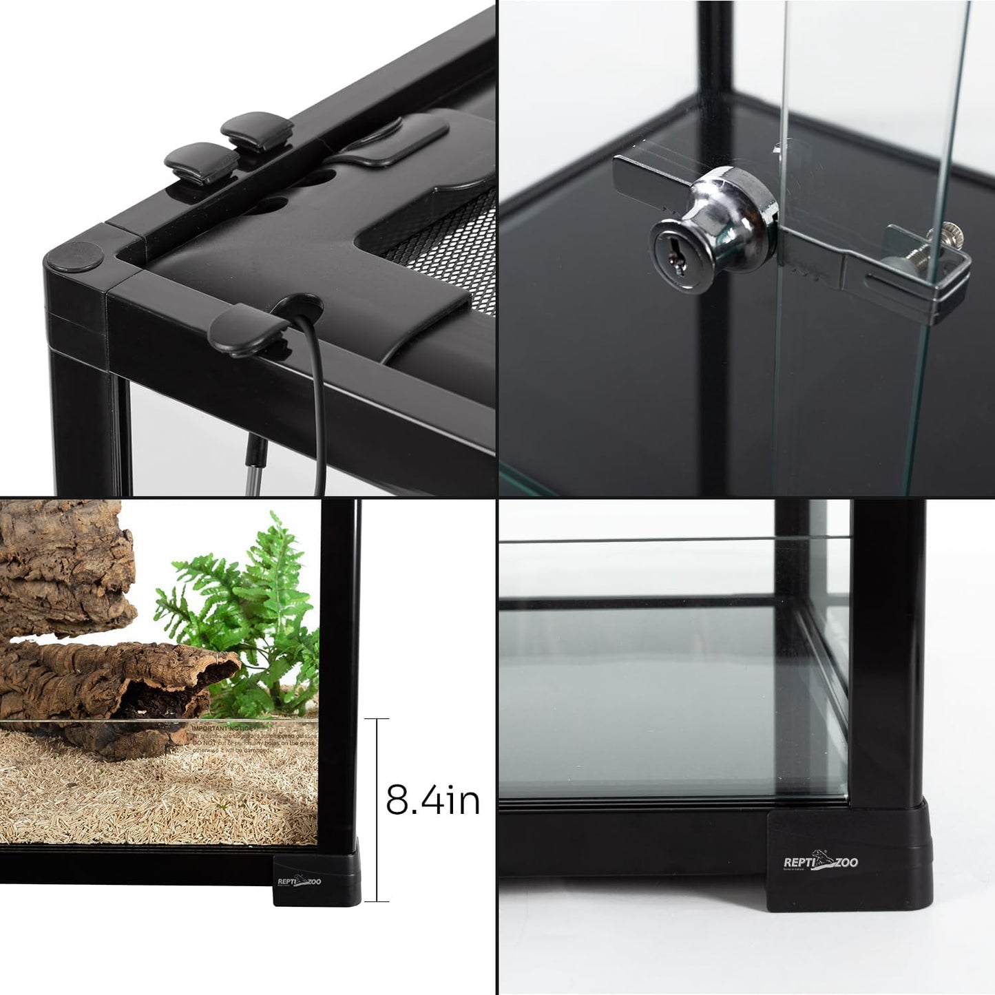 REPTIZOO 135 Gallon Glass Reptile Terrarium Tank, 36" x 18" x 48" Wide & Tall Reptile Terrarium, Chameleon Cage with Sliding Front Door Top Screen Ventilation, Easy Assembly