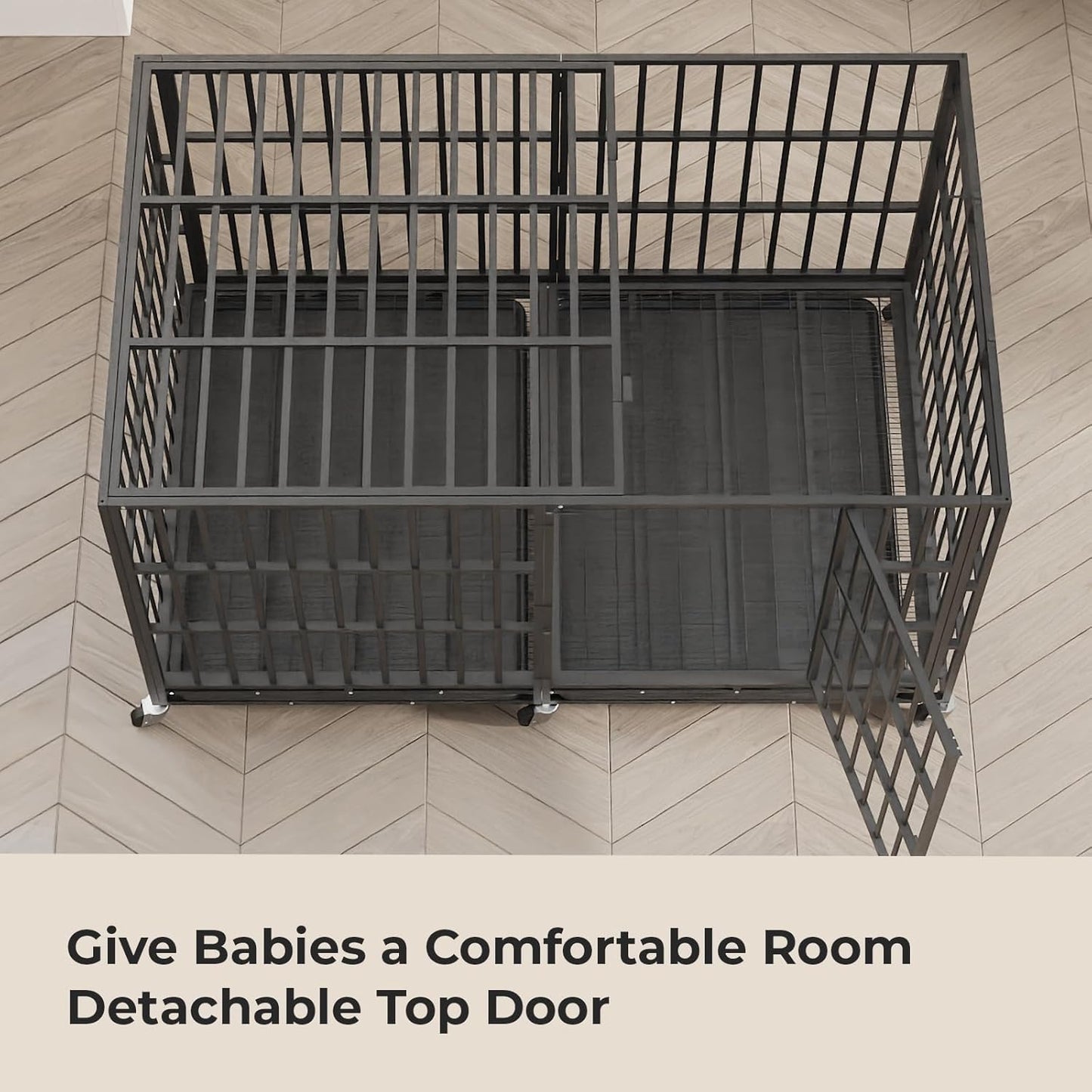 78 Inch Heavy Duty Indestructible Dog Crate Steel Escape Proof, Indoor Double Door High Anxiety Cage, Kennel with Wheels,Removable Tray,Extra Large Dogs XL XXL XXXL