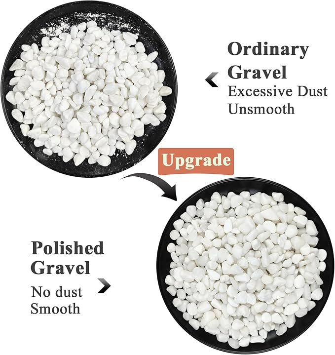 10 lbs White Pebbles for Indoor Plants, 3/8 Inch Decorative White Stones. Polished River Rocks for Potted Plants Vase Cactus Bird Bath and Outdoor Garden Landscaping