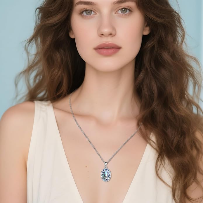 ONEFINITY Tree of Life Locket Necklace Sterling Silver Locket Necklace That Holds Pictures Tree of Life Locket Pendant for Women Wife Girlfriend