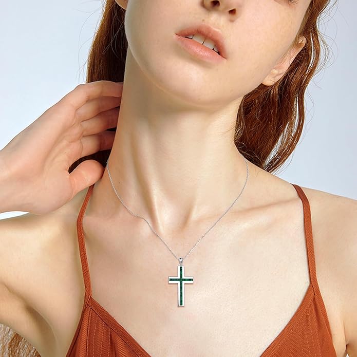 YFN Cross Necklace Sterling Silver Religious Cross Pendant Jewelry Christian Gifts for Women Men