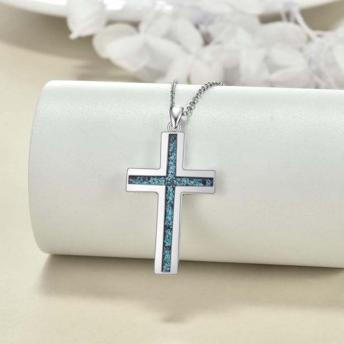YFN Cross Necklace Sterling Silver Religious Cross Pendant Jewelry Christian Gifts for Women Men