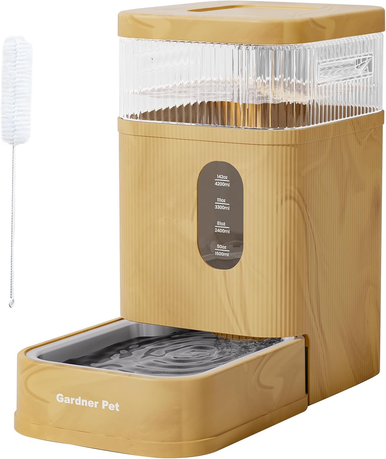 Gardner Pet Automatic Dog Water Dispenser Gravity Waterer with Stainless Steel Bowl Water Dispenser 8.5L Large Capacity Water Feeder for Dogs Cats Pets, BPA-Free Noise-Free (Light Brown, 8.5L)