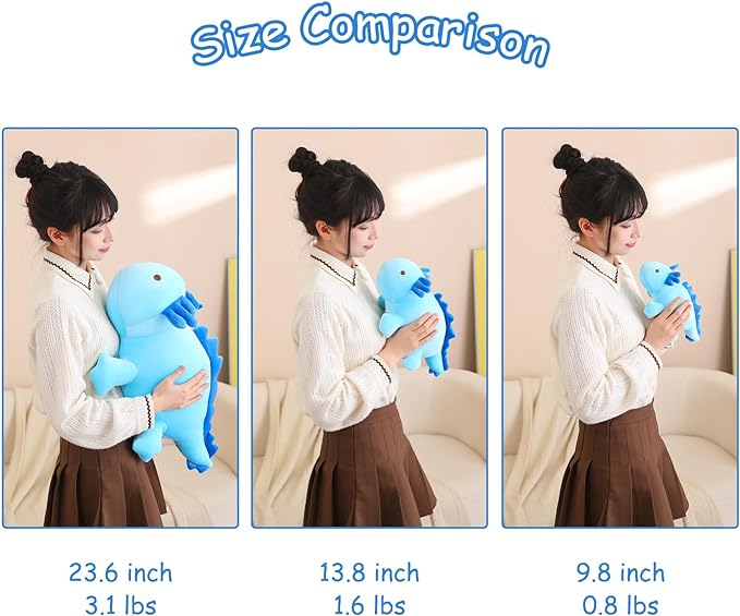 SQEQE Weighted Axolotl Plush Toy, Blue Axolotl Stuffed Animals Cute Plush Pillow, Kawaii Weighted Stuffed Animals Gifts for Girls & Boys Blue 23.6 Inch, 3.1 Lbs