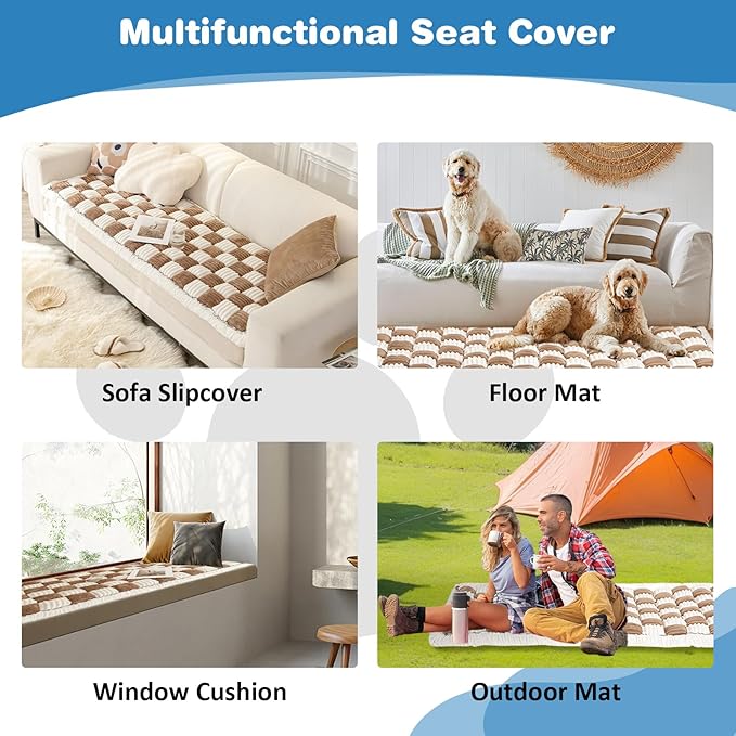 VClife Khaki Plaid Dog Car Bed Mat, Non-Slip Backseat Extender Pet Blanket, Washable Dog Bed Mat for SUVs, Sedans & Small Trucks, Portable Travel Pad for Dogs, Wear Resistant, Pet Friendly, 59"×27.6"