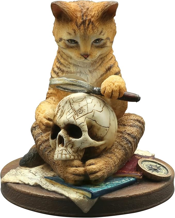 Veronese Design 4 1/2 Inch A Real Head Scratcher Cat Private Investigator Resin Hand Painted Statue