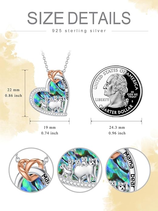 Mothers Day Gift for Mom 925 Sterling Silver Mama Bear/Dinosaur/Cat/Bird/Chicken Necklace with 1 2 3 4 5 Cubs Jewelry for Women Wife Grandma