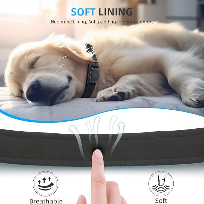 Upgraded AirTag Collar, IP68 Waterproof Holder, Reflective, Ultra-Durable, Comfortable Padded, Heavy Duty for Small to Large Dogs (XS (10.25"-13"), Blue)