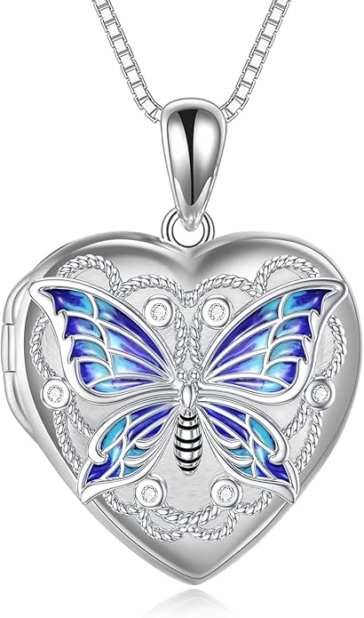 WINNICACA S925 Sterling Silver Heart Lockets Necklace That Holds Pictures Jewelry for Women Photo Pendant Necklace for Birthday Gifts