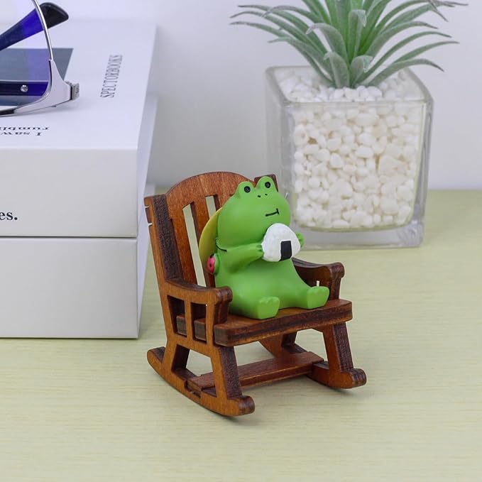 Miniature Frog Figurines Statue - Cute Frog Sculpture for Outdoor Fairy Garden and Desk Decorations - Adorable Frog Figurine Statue Decor for Plant Shelf Desk Office Bedroom(Chair)