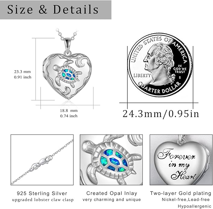 WINNICACA S925 Sterling Silver Heart Lockets Necklace That Holds Pictures Jewelry for Women Photo Pendant Necklace for Birthday Gifts