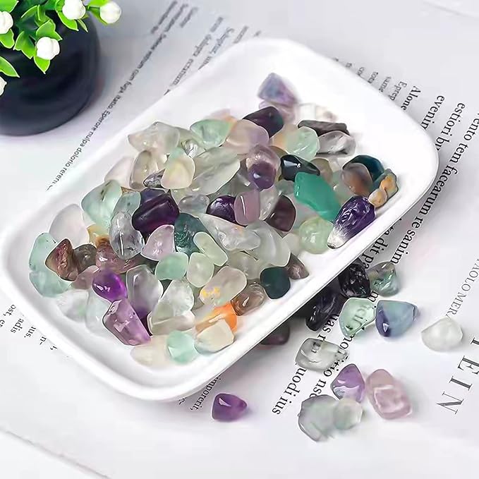 Keedolla 3 LB Fluorite Tumbled Chips Aquarium Fish Tank Gravel, Natural Crystal Quartz Stones Rocks Pebbles for Vase Fillers, Garden, Succulent Plants Decor