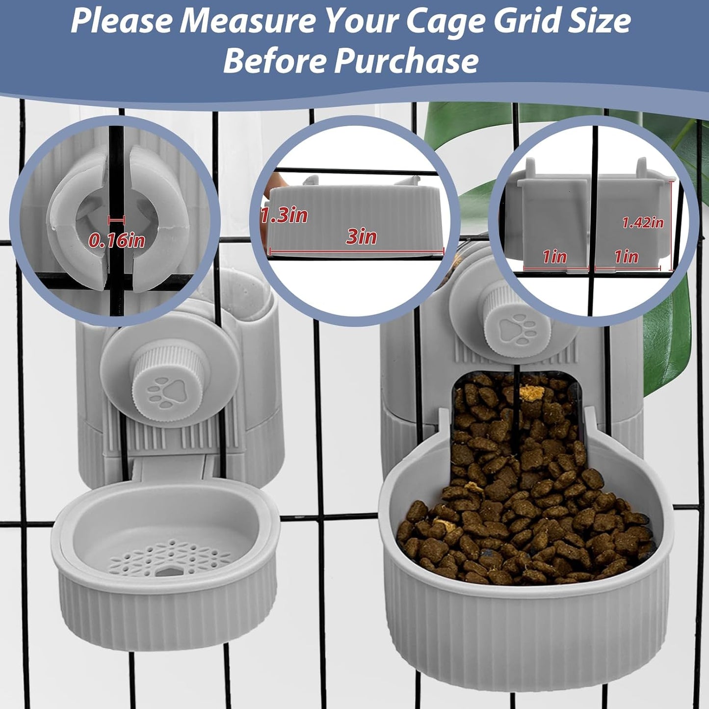 Fhiny Rabbit Food & Water Dispenser, Large Capacity Gravity Guinea Pig Feeder and Waterer Set Hanging Automatic Bunny Feeder for Cage for Bunny Guinea Pig Chinchilla Ferret Cat Puppy