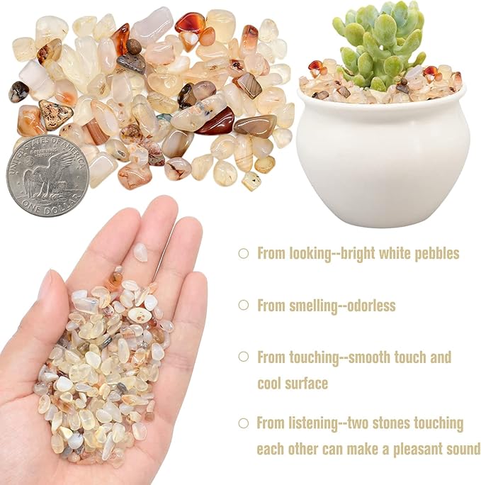 Halatool 1LB Crystal Pebbles 0.27"- 0.79" Natural Landscaping Pebbles Aquarium Gravel Decorative Polished Stone Suitable for Plants Home Decoration DIY Handmade Fish Tanks Vase Filler