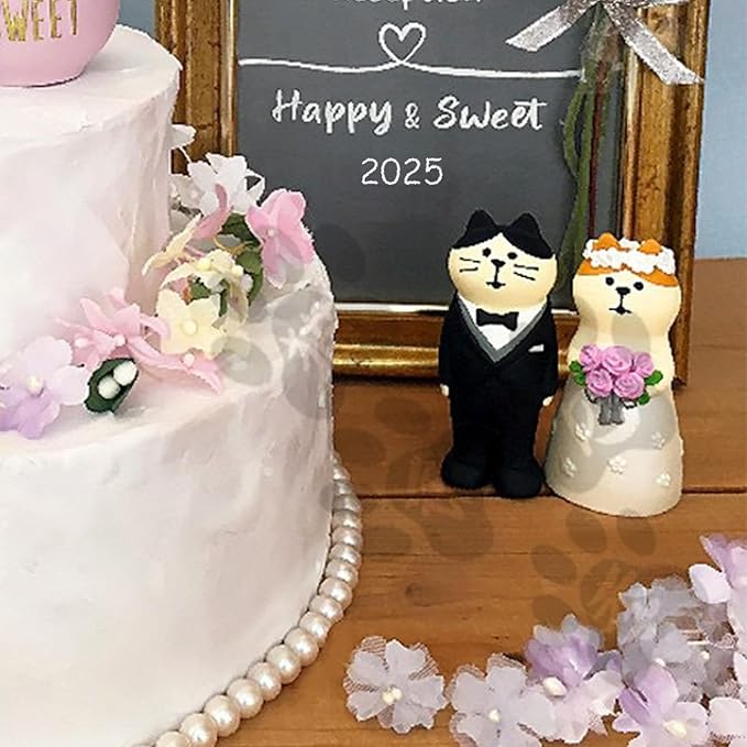 Miniatures Cat Figurines Mini Resin Cats Cute Desk Decor Wedding Cat Groom Bride