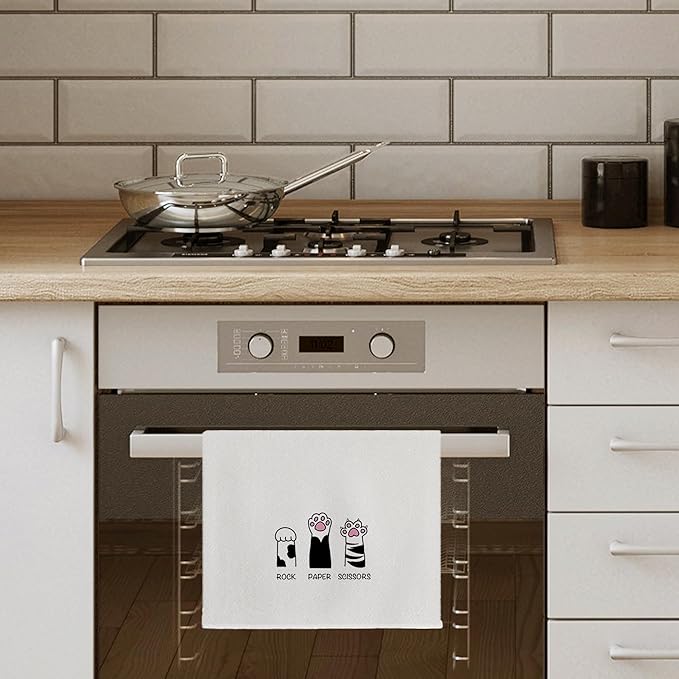 Funny Cat Hand Towels, 16x24 In, Cotton/Linen, Multi-Purpose, Decorative/Playful, Floral Pattern, 350 gsm, 1 Count