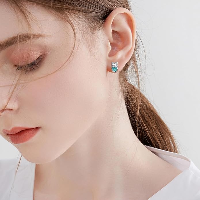 925 Sterling Silver Cat Earrings Cute Animal Kitten Stud Earrings cat Jewelry Gifts for Women Girls Hypoallergenic Earrings for Sensitive Ears