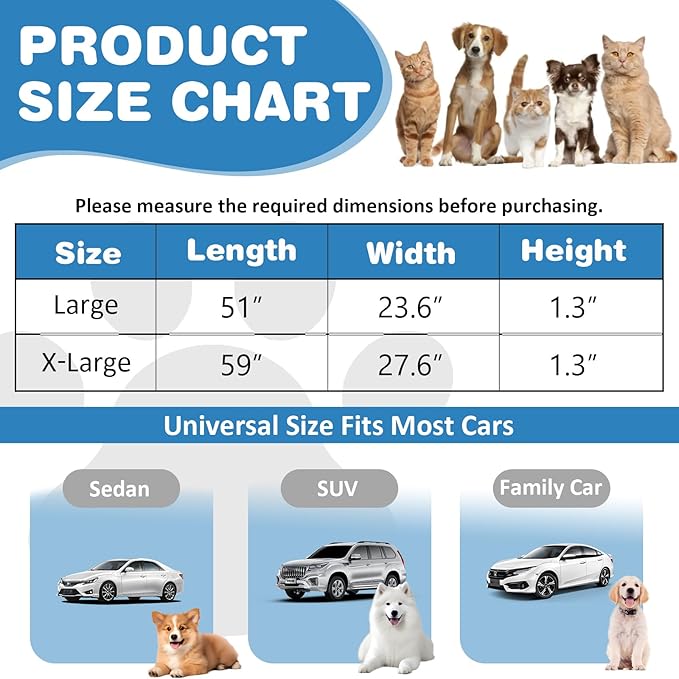 VClife Dog Bed Mat for Car, Anti Slip Pet Bed Travel Pad Comfortable Furry Dog Car Seat Cover for Backseat Extender, Washable Pet Cushion Bed Mat for Indoors & Outdoors (Brown, 51"×23.6")