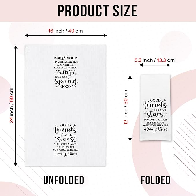 Funny Kitchen Towels for Friends, Good Friends are Like Stars Dishcloths, Friendship Gifts for Women, Good Friends Tea Towels for Kitchen Decor, Sweet Housewarming Gifts for Sister Bestie