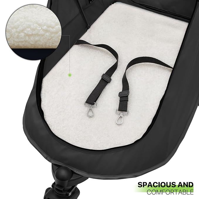 Magshion Pet Stroller for Medium Dogs w/Adjustable Handle, 3-Wheel Dog Cat Wagon w/Dual Entry, Rear Storage, Breathable Mesh, One-Foot Brake, Ideal for Large Pets up to 55 lbs, Black