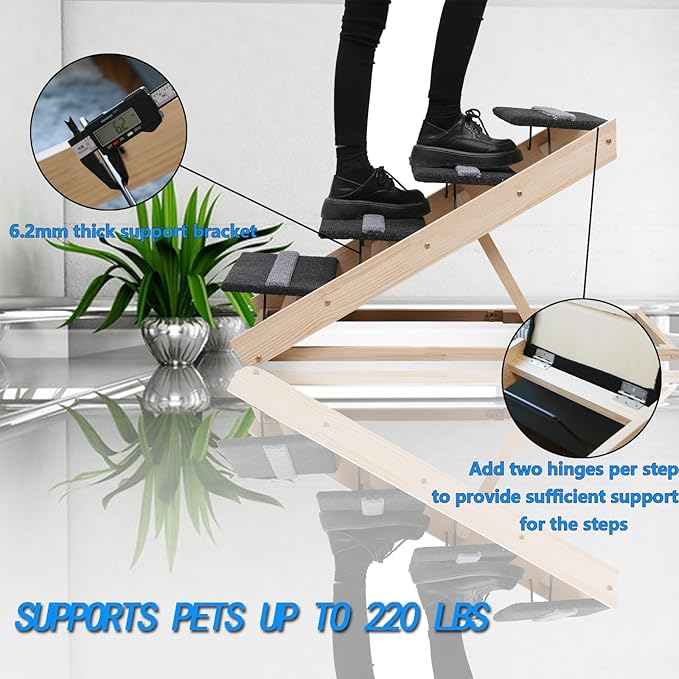 Upgrade 2-in-1 Pet Ramp Dog Stair,Folding Pet Stairs,Portable Dog Ramp for Small&Large Old Animals with Non-Slip Surface,Dog Ramp for Bed,Couch and Car,11.8" to 23.6" Height Adjustable(40×17.7)