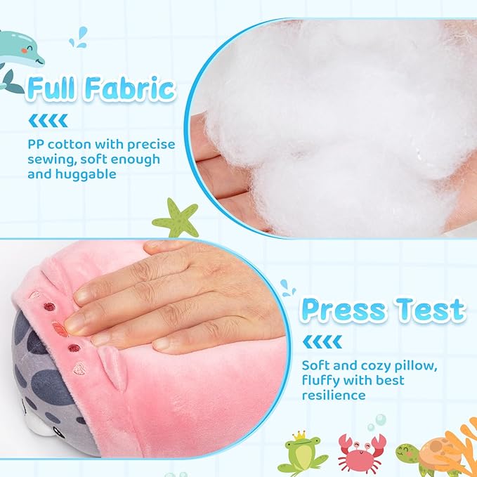 Piggy Seal Plush, Kawaii Pig Plushies Toy, Seal Plushie with Pig Outfit Costume, Anime Plushie Doll, Cute Stuff Toys Gift for Girls, Boys and Males (8 Inch)