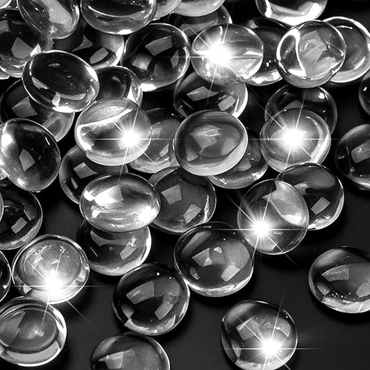 10LB Clear Flat Glass Marbles for Vases, Gemstone Beads Vase Filler Decorative Glass Pebbles for Fish Tank, DIY Crafts, Aquarium Decor Rocks