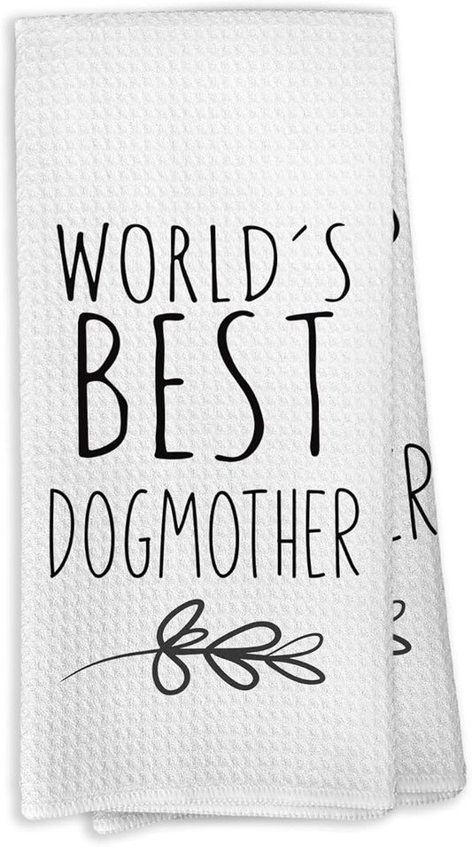 World's Best Dog Mother Kitchen Towels, Dog Mother Gifts for Dog Dad Dog Owner Dog Lovers, Dog Mom Gifts from Children, Mom Mother's Day Birthday Gifts Tea Towels Kitchen Hand Towels 16x24 Inch