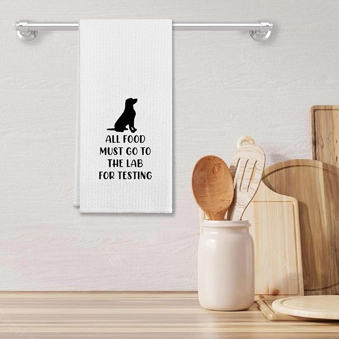 EIONEY All Food Must Go to The Lab for Testing Kitchen Towels,Dish Cloth Flour Sack Hand Towel for Farmhouse Kitchen Decor,24 X 16 Inches Cotton Dish Towels Dishcloths,Labrador Lovers Gifts