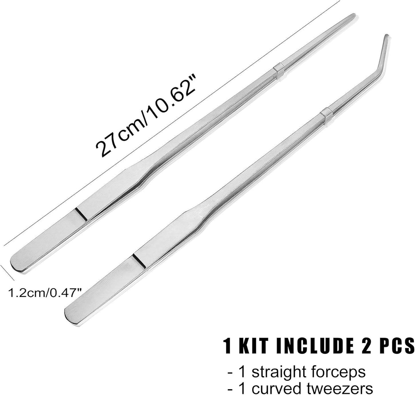 Longjet Kitchen Tweezers Metal Tongs for Cooking - Reptile Feeding Tongs for Gecko, Bearded Dragon, Snake - Long Forceps for Aquarium Plant