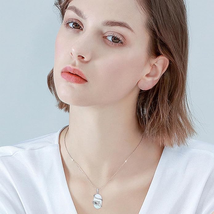 Opal Mama Bear/Panda/Cat/Koala/Sloth/Cardinal/Unicorn Necklace 925 Sterling Silver Opal Animal Pendant Jewelry Birthday Gifts Women Her Mom