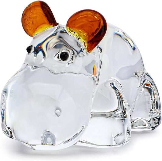 HDCRYSTALGIFTS 2.5inch Hippopotamus for Christmas Crystal Hippo Figurine Collectibles House Hippo Statues Glass Art Wildlife Paperweight Ornament Creative Decoration Gift for Animal Lover