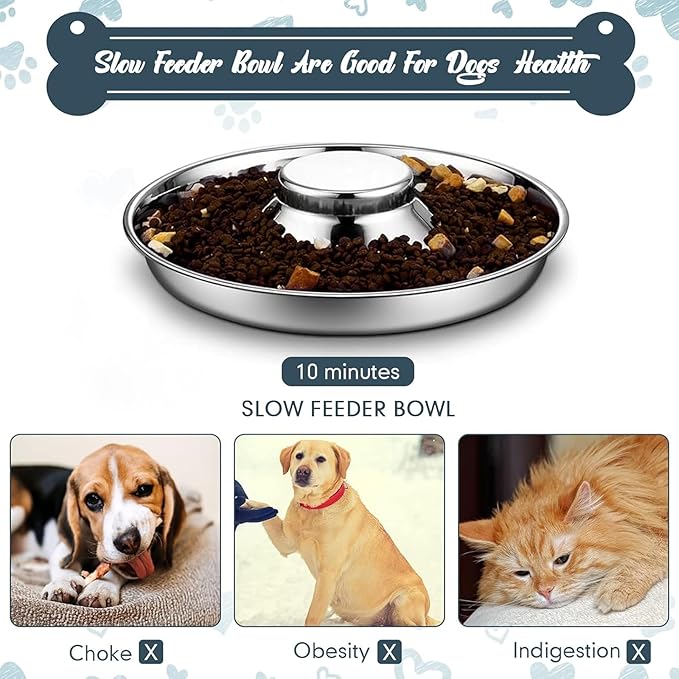 Zopeal 6 Pcs Puppy Feeding Bowls 8.7" Stainless Steel Puppy Weaning Feeder Bowl Dog Food Water Bowls for Litters, Small Medium Large Dogs, Pets