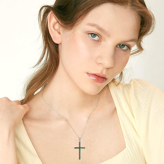 YFN Cross Necklace Sterling Silver Religious Cross Pendant Jewelry Christian Gifts for Women Men