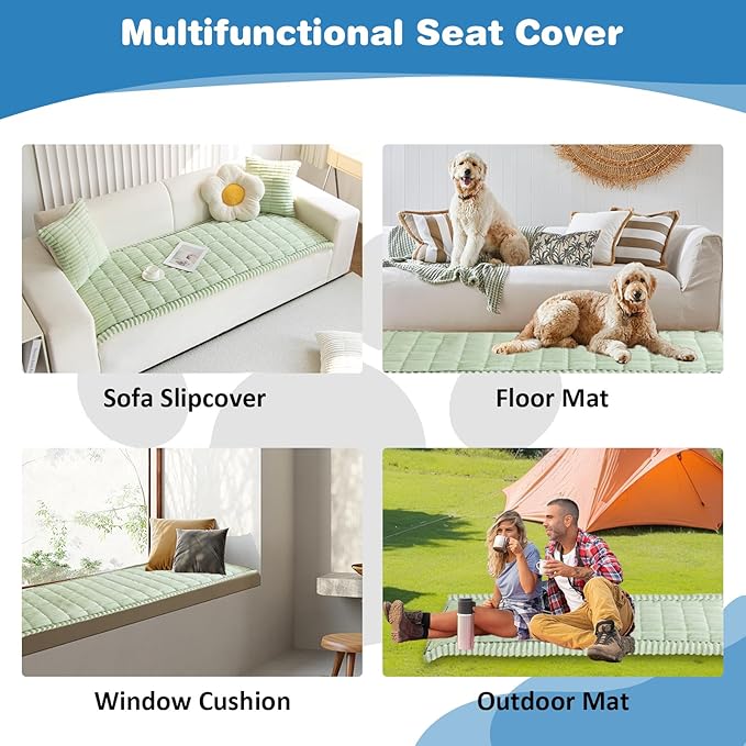 VClife Dog Car Seat Cover for Backseat Extender, Anti Slip Dog Bed Mat Travel Blanket, Pet Friendly Backseat Cover for Cars, SUVs, Small Trucks, Back Seat Extender Protector (Sage Green, 59"×27.6")