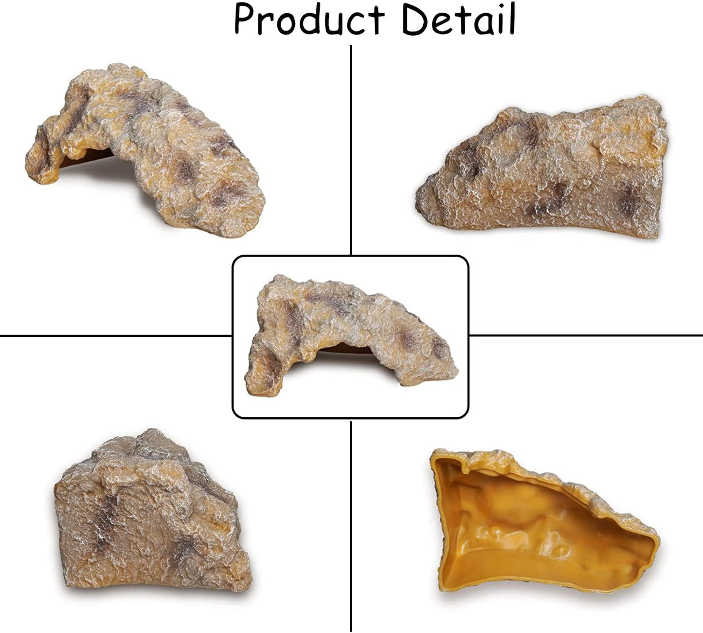 Reptile Hides Large Rock Reptile Cave Hideout Terrarium Habitat Decor Ornament Shelter for Snake Geckos Lizards Bearded Dragon Turtle Frogs Amphibians