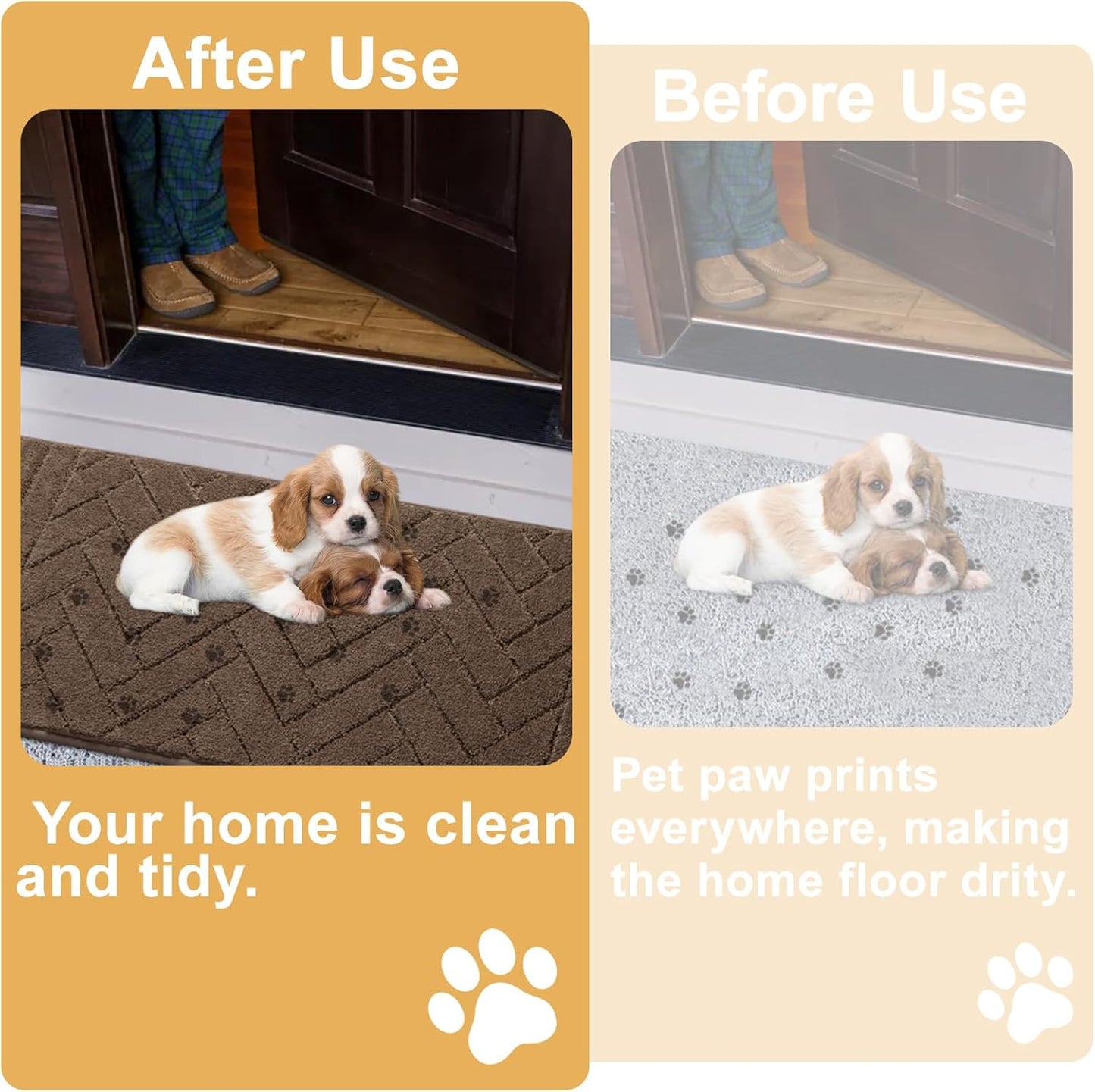 Tindbea Dog Mat for Muddy Paws,Absorbs Moisture Dirt Non-Slip Washable Mud Mat for Dogs,Soft Rubber Backing Front Inside Pet Rug for Entryway, Mud Dog Paws, Patio(20"x48",Latte)