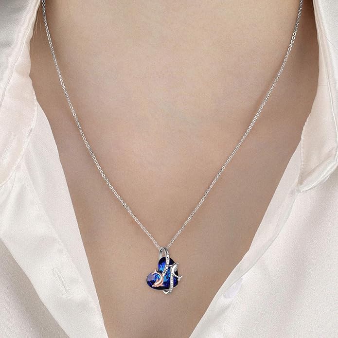 ONEFINITY Dolphin Necklaces 925 Sterling Silver Crystal Dolphin Pendant Ocean Jewelry Mother‘s Day Gifts for Women Mom Wife