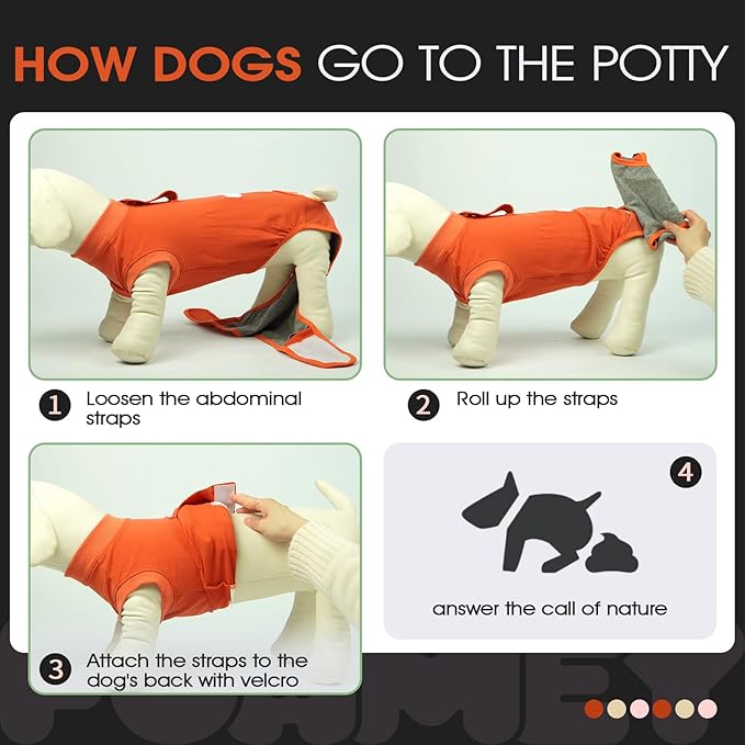 FUAMEY Dog Recovery Suit Male,Dogs Surgery Neuter Suits Puppy Spay Shirts for Female Protect Dog's Skin Anti Licking Abdominal Wounds Doggie Onesie Pet Bodysuit Alternative to Cone Orange S