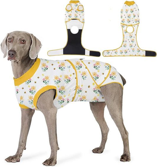 Recovery Suit for Dogs After Surgery, Professional Dog Surgical Suit for Female Spay, Male Neuter, E-Collar & Cone Alternative Dog Onesie for Abdominal Wounds Skin Disease, Yellow, XL