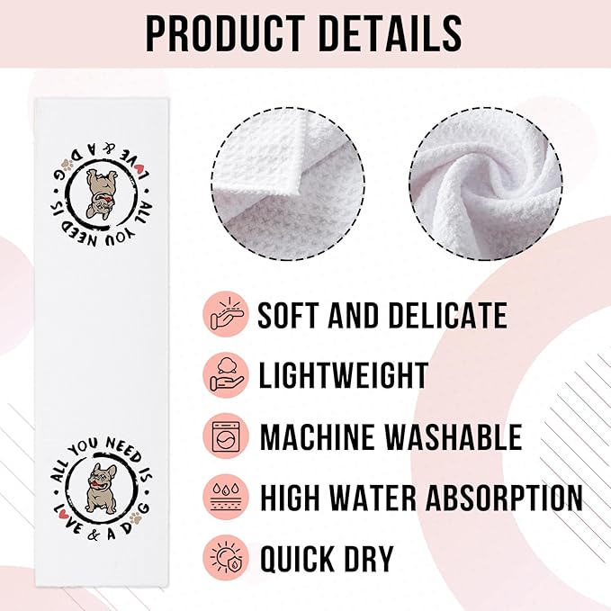 Funny Kitchen Towels with Sayings All You Need is Love and A Dog Dish Towels Dog Mom Decorative Dishcloths Sweet Housewarming Gifts Cute Kitchen Gifts for Dog Lover Women Hostess Friend