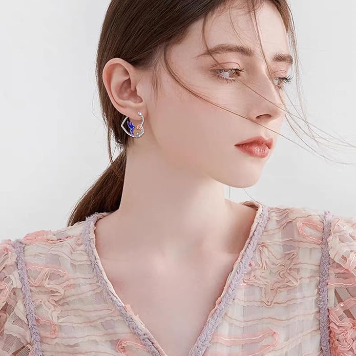 YFN Animal Earrings Sterling Silver Animal Heart Hoop Dangle Earrings Cute Jewelry Gifts for Women