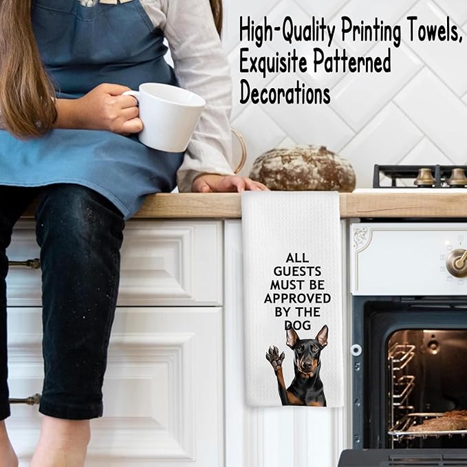 Funny Doberman Dog Gifts Kitchen Bathroom Decor Towels 16″×24″,Dog Lovers Gifts for Girls Mom Women, Funny Doberman Bathroom Kitchen Dish Hand Towels,Doberman Gifts for The Owners