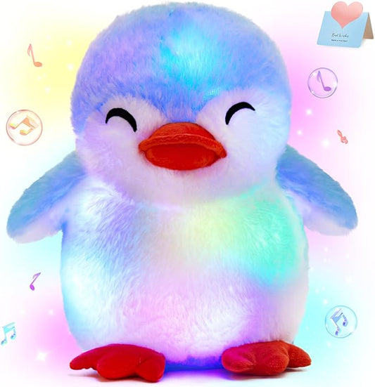 Glow Guards 12'' Musical Light up Penguin Stuffed Animal,Soft Penguin Plush Toy with LED Night Lights &Nursery Songs,Birthday Children's Day Hoilday Gift for Toddler Kids