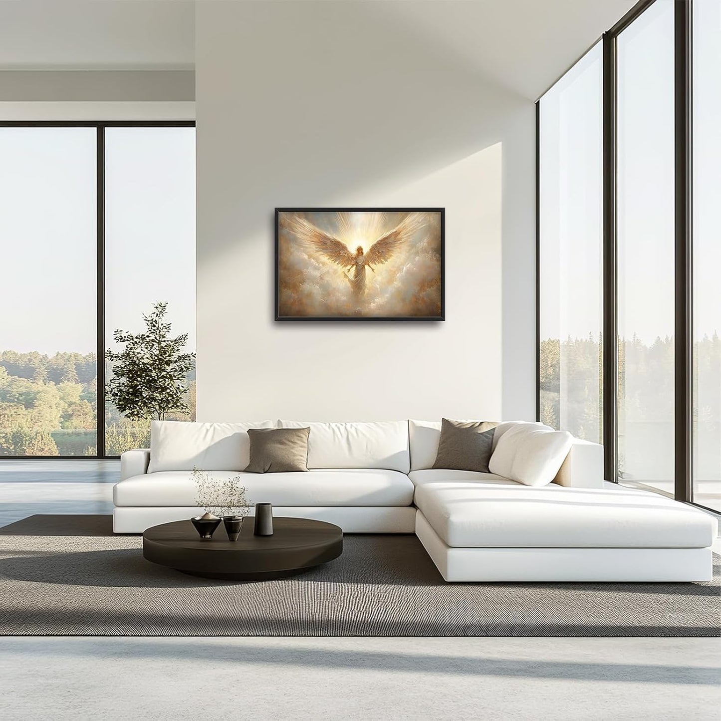 Large Angel Wall Art for Living Room, Framed Oversized Angel Wing Wall Decor Fantasy Sky Clouds Canvas Painting Modern Artwork for Living Room Bathroom Bedroom Office Dining Room 36"x24"