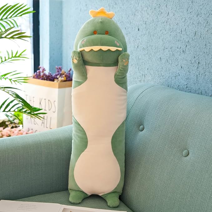 37.40'' Long Dinosaur Plush Pillow Toy Dinosaur Stuffed Animals Cute Cartoon Sleeping Soft Long Body Pillow Gift for Kids (Green)