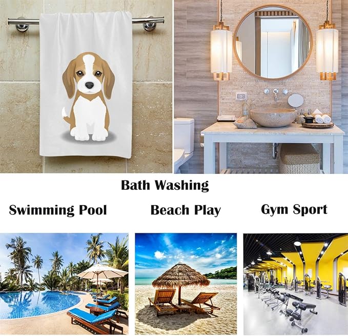 Dog Pattern Hand Towels Beagle Puppy Thin Bathroom Towel Ultra Soft Highly Absorbent Multipurpose Towels for Hand,Face,Gym,Sports Home Decor, 16x30 in