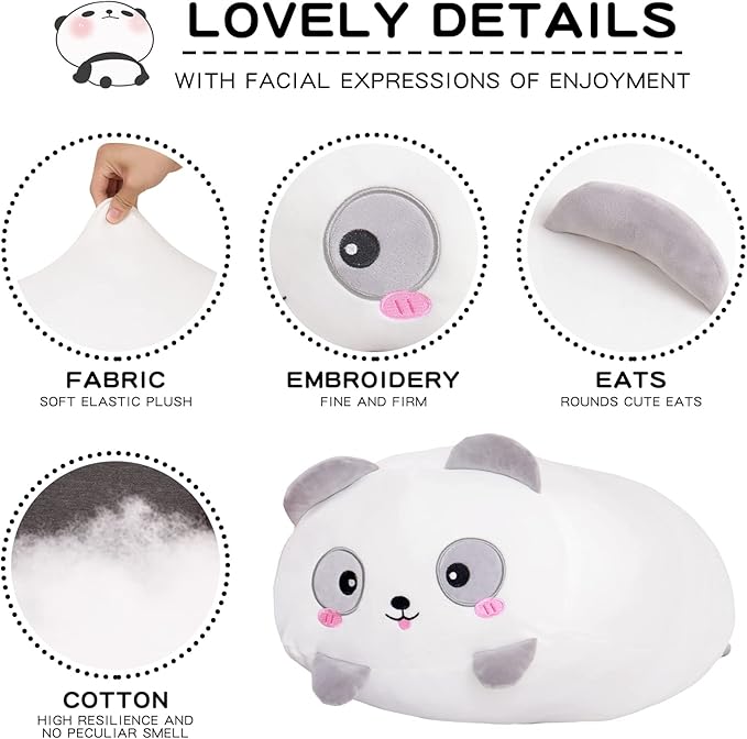 24 inch Large Panda Plush Pillow Toy, Panda Big Stuffed Animals, Kawaii White Bear Doll Jumbo Cushion Plushies Gift for Girls Boys Kids, Birthday